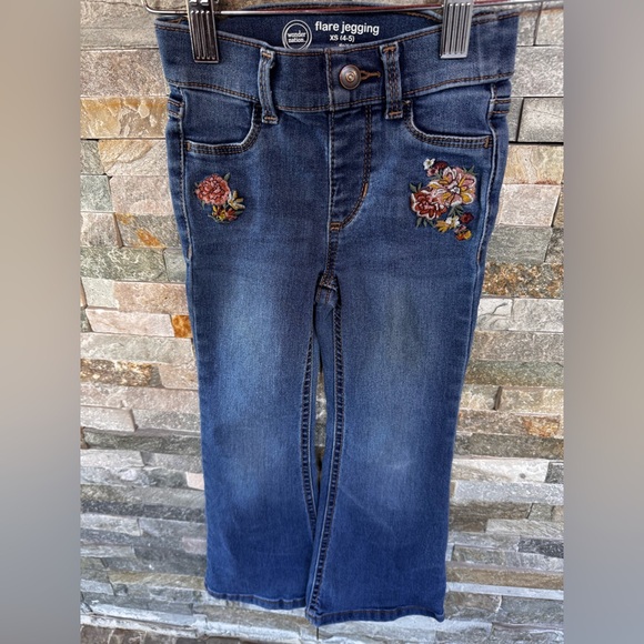 wonder nation Other - Wonder Nation Blue Flare Jeans with Floral Embroidery